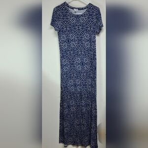 Spense Blue Casual Sheath Rayon Blend Maxi Dress